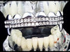 Silver Tone 2 Row Iced Top Teeth Vampire Fangs Grillz