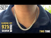 14K Gold Plated 925 Sterling Silver Two-Tone Cuban Chain Diamond Cut 8MM 20"