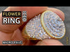 Mens Big CZ Iced Flower Cluster Gold Finish Ring 20MM