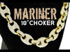 Mariner Anchor Gold Finish Iced Choker Chain Necklace 12MM 18"