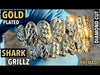 14K Gold Plated Diamond Cut Shark Grillz Set
