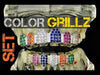Silver Tone CZ Iced Rainbow Color Teeth Grillz Set