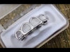 Silver Tone 4 Full Open Face Hollow Iced Grillz Set