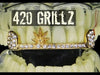 14K Gold Plated Marijuana Weed Leaf Top Teeth Iced Bar Grillz