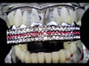 Silver Tone Three-Row Pink Iced Top Teeth Grillz