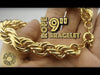 14k Gold Plated Rope Chain Bracelet 9" x 14MM Thick