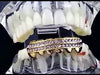 14K Gold Plated Iced Two-Row Bottom Teeth Grillz