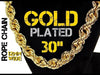 14K Gold Plated Rope Chain Necklace 12mm x 30"