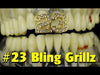 14K Gold Plated Number #23 Iced Top Double Cap Tooth Grillz