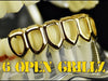 14K Gold Plated Six Open Face Hollow Bottom Teeth Grillz