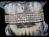 14K Gold Plated Iced Four Rows Top Teeth Grillz