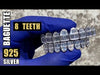 925 Sterling Silver 8 on Eight Teeth Baguette CZ Grillz Set