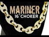 Mariner Anchor Iced Chain Gold Finish Choker Necklace 12MM 16"