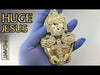 Huge Jesus 3D Combo Gold Finish Iced Flooded Out Pendant