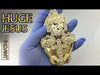 Huge Jesus 3D Combo Gold Finish Iced Charm Pendant