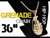 Gold Finish Grenade 36" Franco Chain Necklace