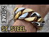 Men's Huge Bracelet 316L Stainless Steel Cuban Two Tone 9.5" x 30MM