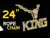 King Gold Rope Chain Gold Finish Rope Necklace 24"