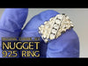 Solid 925 Sterling Silver Diagonal Iced CZ Nugget Ring