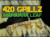14K Gold Plated Marijuana Weed Leaf Bottom Teeth Iced Grillz
