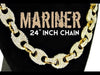 Mariner Iced Anchor Links Gold Finish Chain Necklace 12MM 24"