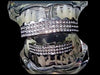 Silver Tone Three-Row Iced Grillz Set