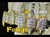 18k Gold Plated 2-Tone CZ Iced Flooded Out Top Fangs Grillz