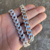 925 Sterling Silver Iced Cuban Link Chain Flooded Out 12 mm x 18"-24"